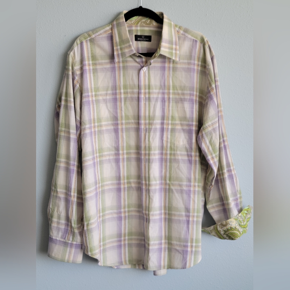 Bugatchi Uomo Button Up Roll Cuffs Long Sleeve Shirt
